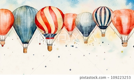 A majestic hot air balloon soars A majestic hot air balloon soars 109223253