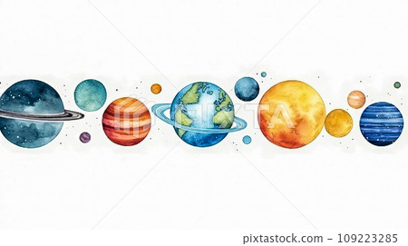 A celestial ballet of planets in vivid hues 109223285