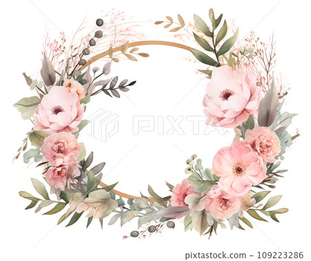 Festive watercolor wreath with text space a vibrant Christmas embrace Festive watercolor wreath with text space a vibrant Christmas embrace 109223286