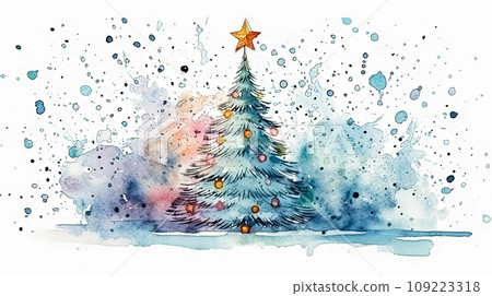 a Christmas tree takes center stage against a pure white backdrop a Christmas tree takes center stage against a pure white backdrop 109223318