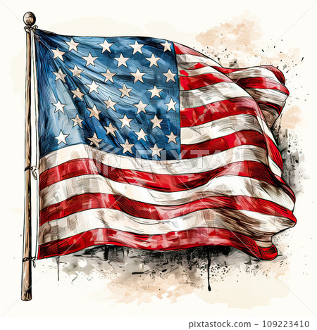 A watercolor image of the US flag A watercolor image of the US flag 109223410