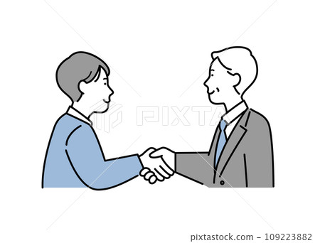 Illustration material of business people shaking hands Negotiation concluded Illustration material of business people shaking hands Negotiation concluded 109223882
