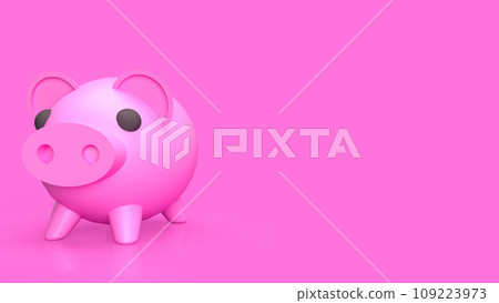 The pink piggy bank for earn or saving concept 3d rendering. 109223973