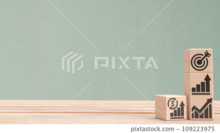 The man figure and wood cube for Business concept 3d rendering. 109223975