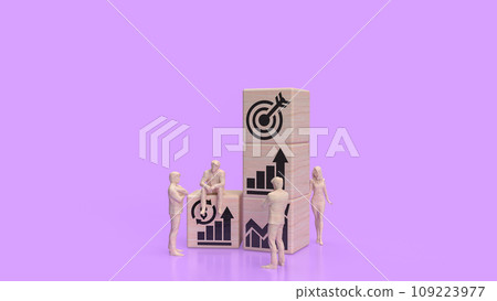The man figure and wood cube for Business concept 3d rendering. 109223977