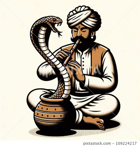 用笛子控制蛇的耍蛇人 - 生成人工智慧 109224217