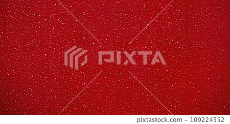 Red metallic background with raindrops. Banner size red painted background. 109224552