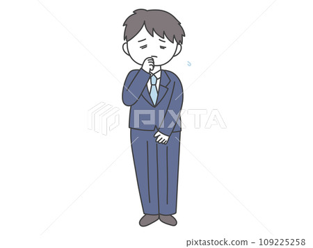 一個穿著西裝的男人站立時遇到麻煩的插圖 一個穿著西裝的男人站立時遇到麻煩的插圖 109225258