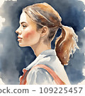 Woman watercolor painting profile 109225457