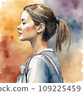 Woman watercolor painting profile 109225459