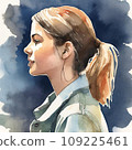Woman watercolor painting profile 109225461