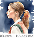Woman watercolor painting profile 109225462