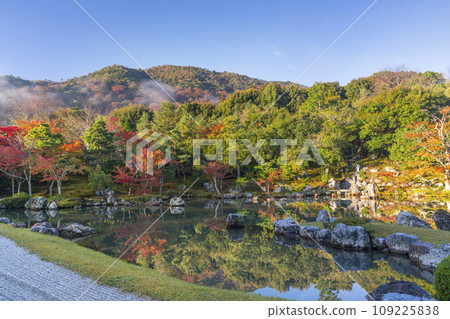 Kyoto Tenryuji Temple early morning autumn leaves at Sogenike Garden 109225838