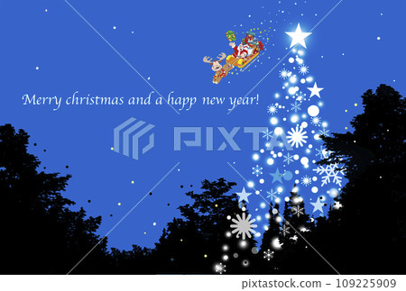 Christmas forest tree and santa card 109225909