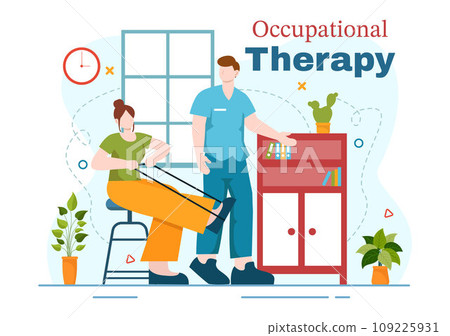 Occupational Therapy Vector Illustration with Treatment Session on Screening Development of Person and Medical Rehabilitation in Healthcare Background Occupational Therapy Vector Illustration with Treatment Session on Screening Development of Person and Medical Rehabilitation in Healthcare Background 109225931