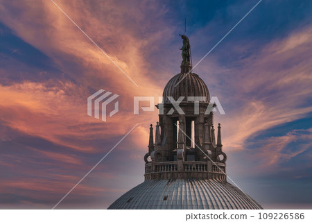 View from Campanile di San Marco to Basilica of St Mary of Health or Basilica di Santa Maria della Salute at summer morning in Venice, Italy 109226586