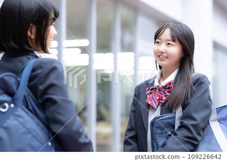 High school girl chatting with friends Photography cooperation: Ariake College of Education and Arts High school girl chatting with friends Photography cooperation: Ariake College of Education and Arts 109226642