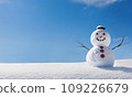 Blue sky, white snow and snowmen 109226679