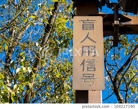 "Signal for blind people" sign board. 109227190