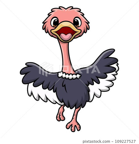 Cute ostrich cartoon on white background Cute ostrich cartoon on white background 109227527