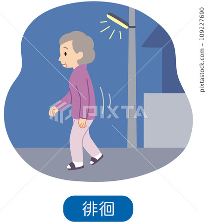 Senior woman wandering around at night, nursing care, dementia 109227690