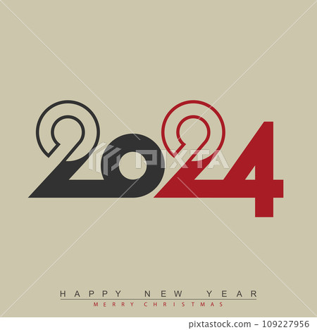 Happy new year 2024 design with unique numbers. Premium vector design for poster, banner, greeting and new year 2024 celebration. Vector 109227956