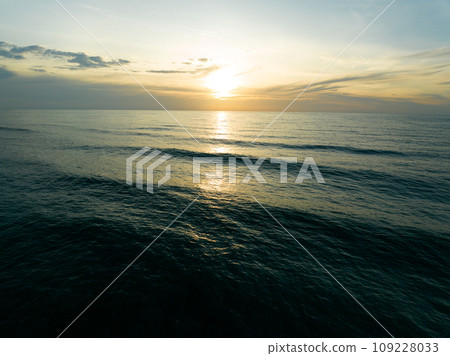 Aerial view of seashore in summer day,Sea surface ocean waves background 109228033