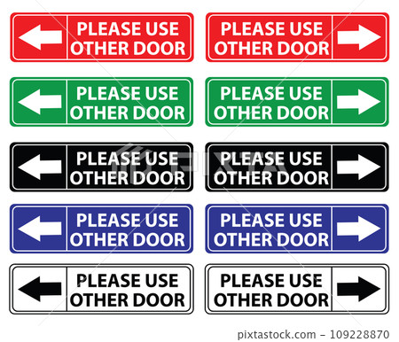 Please use other door graphic icon. Information label sign. Notice text direction symbol. flat style. 109228870