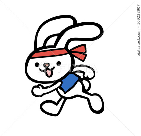 一隻奔跑的兔子的插圖 109228907