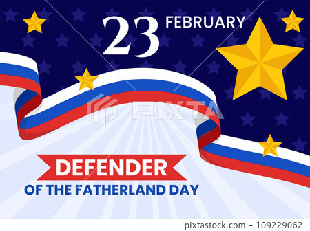 Defender of the Fatherland Day Vector Illustration on 23 February with Russian Flag and Star in National Holiday of Russia Flat Cartoon Background Defender of the Fatherland Day Vector Illustration on 23 February with Russian Flag and Star in National Holiday of Russia Flat Cartoon Background 109229062