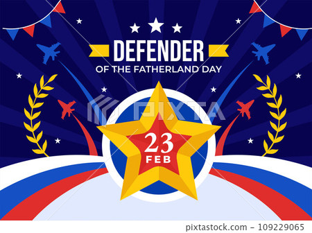 Defender of the Fatherland Day Vector Illustration on 23 February with Russian Flag and Star in National Holiday of Russia Flat Cartoon Background Defender of the Fatherland Day Vector Illustration on 23 February with Russian Flag and Star in National Holiday of Russia Flat Cartoon Background 109229065