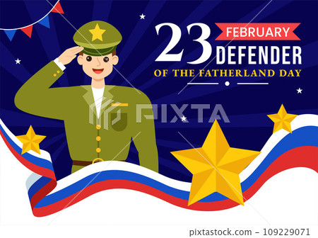 Defender of the Fatherland Day Vector Illustration on 23 February with Russian Flag and Star in National Holiday of Russia Flat Cartoon Background Defender of the Fatherland Day Vector Illustration on 23 February with Russian Flag and Star in National Holiday of Russia Flat Cartoon Background 109229071