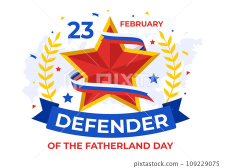 Defender of the Fatherland Day Vector Illustration on 23 February with Russian Flag and Star in National Holiday of Russia Flat Cartoon Background Defender of the Fatherland Day Vector Illustration on 23 February with Russian Flag and Star in National Holiday of Russia Flat Cartoon Background 109229075