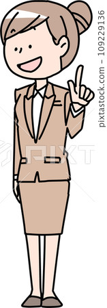 穿著西裝的女人站著他的食指 109229136