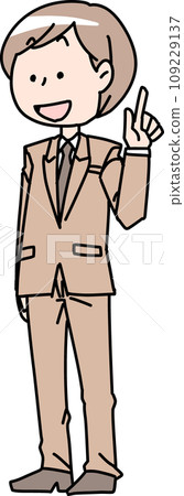 Men in a suit making forefinger Men in a suit making forefinger 109229137