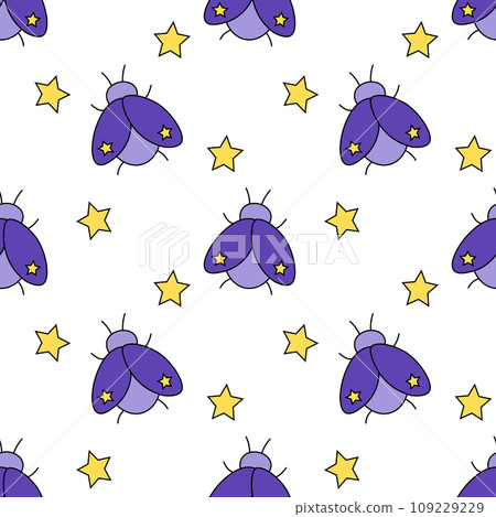 Seamless pattern with mystical bugs and stars. Celestial violet insects. Magic bohemian background. Seamless pattern with mystical bugs and stars. Celestial violet insects. Magic bohemian background. 109229229