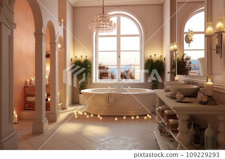 Bright Bathroom With Candles Bright Bathroom With Candles 109229293