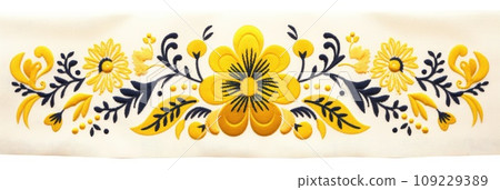 Slovak folk embroidery design in yellow Slovak folk embroidery design in yellow 109229389