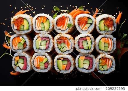 Artfully crafted sushi rolls 109229393
