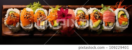 Artfully crafted sushi rolls Artfully crafted sushi rolls 109229401