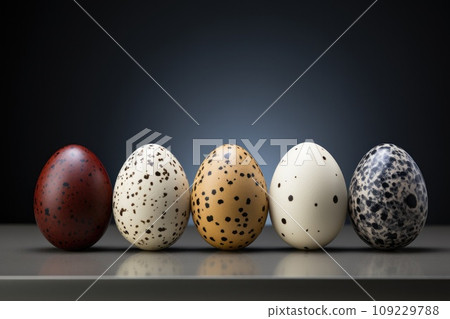 5 quail eggs in on a black background ai created 5 quail eggs in on a black background ai created 109229788