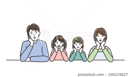 Family with a cheeks stick 109229827