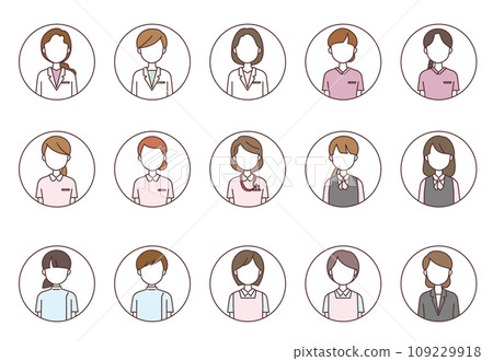 Icon set of people working in medical institutions Icon set of people working in medical institutions 109229918
