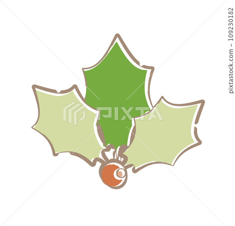 帶有柔和線條畫觸感的簡單冬青插圖 109230182