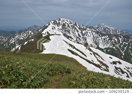 Echigo Misan of the remaining snow seen from Mt. Echigo Misan of the remaining snow seen from Mt. 109230529