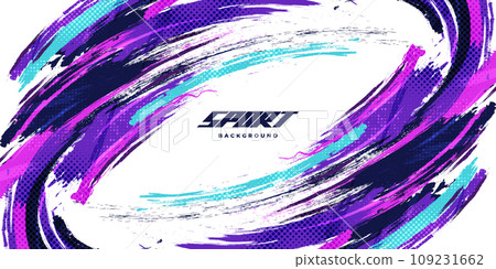 Abstract and Colorful Brush Background with Halftone Effect. Sport Banner. Brush Stroke Illustration. Scratch and Texture Elements For Design Abstract and Colorful Brush Background with Halftone Effect. Sport Banner. Brush Stroke Illustration. Scratch and Texture Elements For Design 109231662