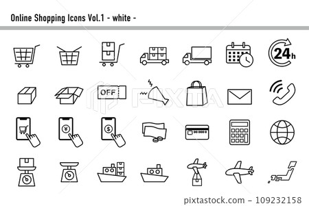 Online shop icon set A 01 white Online shop icon set A 01 white 109232158
