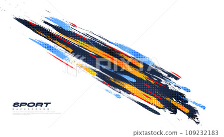 Abstract and Colorful Brush Background with Halftone Effect. Brush Stroke Illustration for Banner, Poster, or Sports Background. Scratch and Texture Elements For Design Abstract and Colorful Brush Background with Halftone Effect. Brush Stroke Illustration for Banner, Poster, or Sports Background. Scratch and Texture Elements For Design 109232183