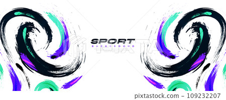 Abstract and Colorful Brush Background with Halftone Effect. Brush Stroke Illustration for Banner, Poster, or Sports Background. Scratch and Texture Elements For Design Abstract and Colorful Brush Background with Halftone Effect. Brush Stroke Illustration for Banner, Poster, or Sports Background. Scratch and Texture Elements For Design 109232207