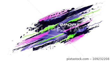 Abstract and Colorful Brush Background with Halftone Effect. Brush Stroke Illustration for Banner, Poster, or Sports Background. Scratch and Texture Elements For Design Abstract and Colorful Brush Background with Halftone Effect. Brush Stroke Illustration for Banner, Poster, or Sports Background. Scratch and Texture Elements For Design 109232208